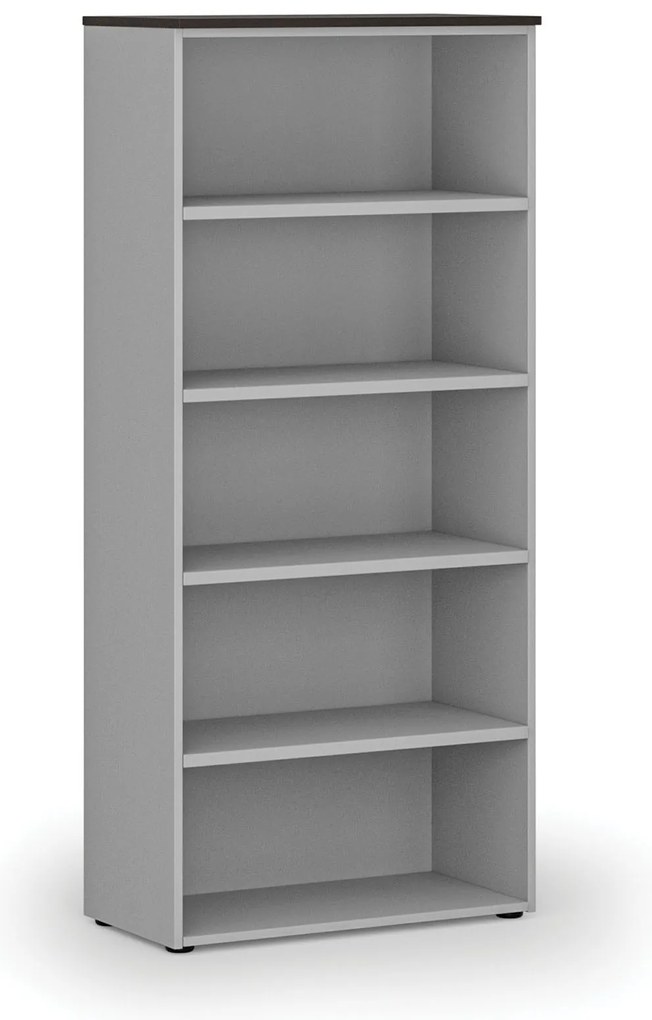 Regał biurowy PRIMO GRAY, 800 x 420 x 1781 mm, szary/wenge