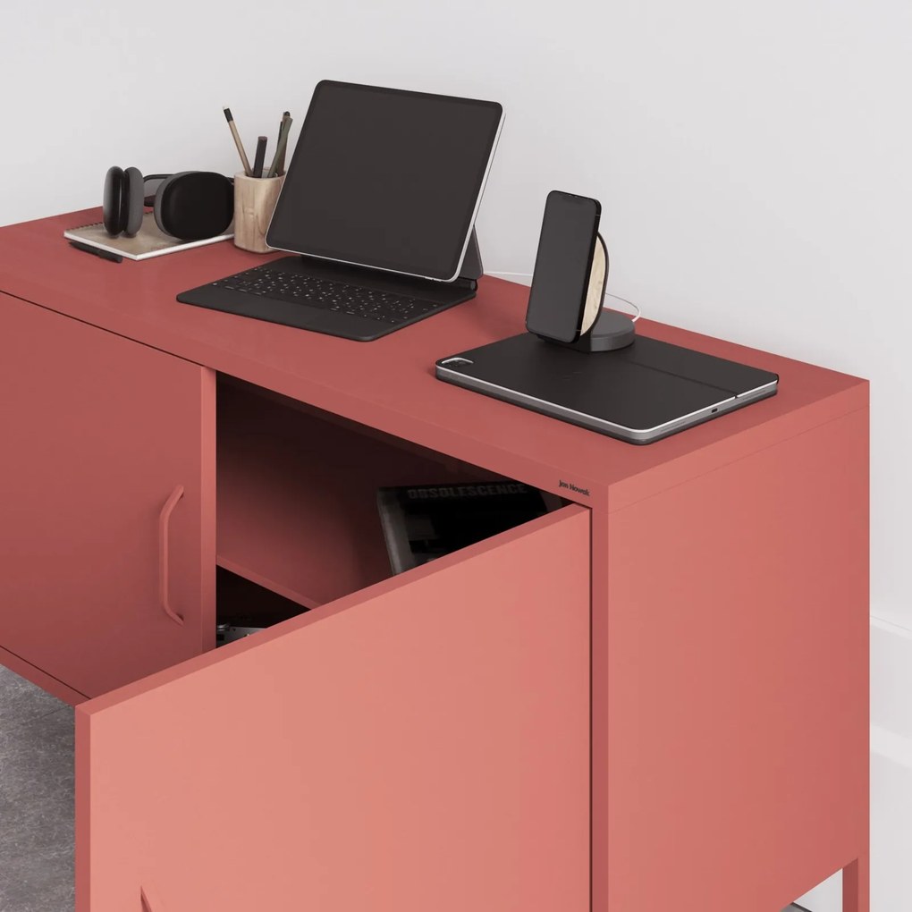 Metalowa szafka RTV dwudrzwiowa Modern Rosa czerwona