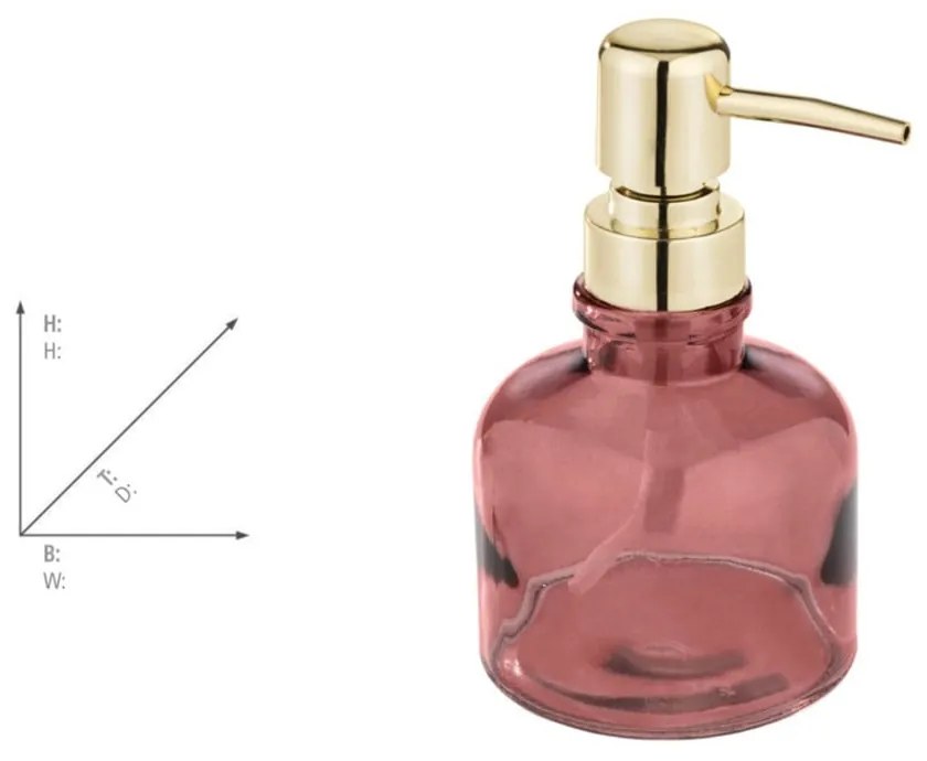Ciemnoróżowy szklany dozownik do mydła 200 ml Atessa – Wenko