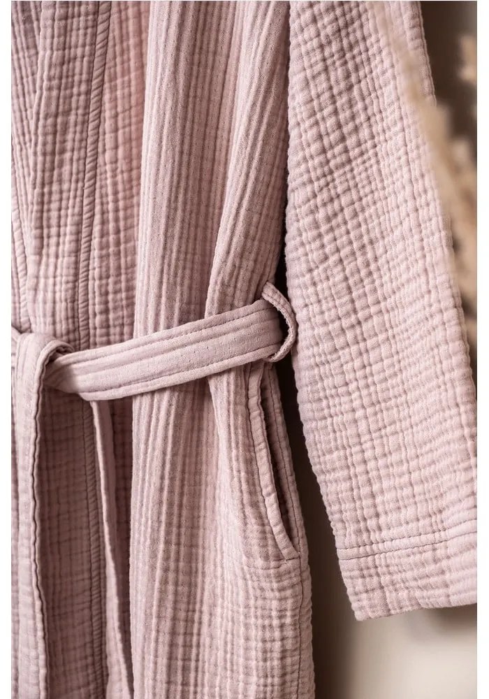 Różowy szlafrok muślinowy w rozmiarze S/M Kimono – Foutastic