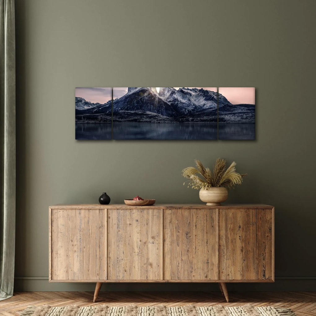 Obraz jeziora z górą (170x50 cm)
