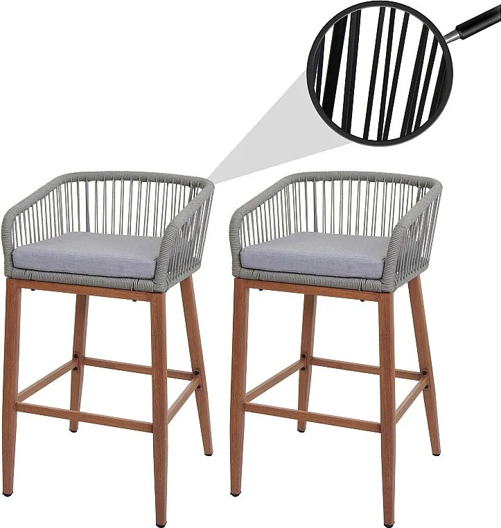 Stołek barowy MCW-O22 (zestaw 2 szt.),  jasnoszary, poduszka jasnoszara