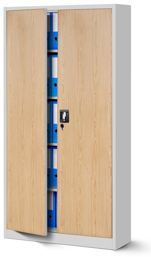 Zestaw 4x biurowa szafa metalowa na akta JAN, 900 x 1850 x 400 mm, Eco Design: biała/ dąb sonoma