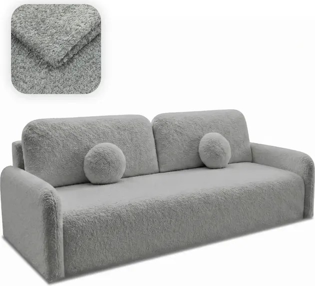 Sofa DUO Rozkładana Dwuosobowa Ciemnoszara Boucle Japandi