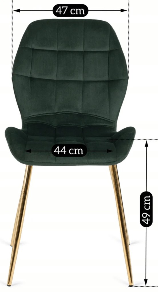 Zestaw 4x Krzesło Tapicerowane do Jadalni LUCKY Zielone Welurowe Nowoczesne Glamour
