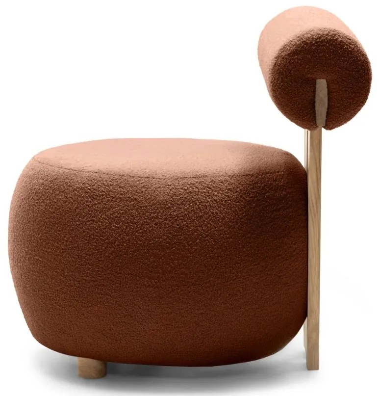 Brązowy designerski fotel HANNA, dąb