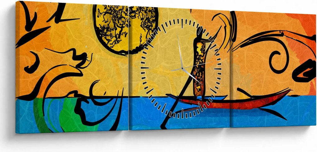 Obraz starożytnego obrazu (z zegarem) (90x30 cm)