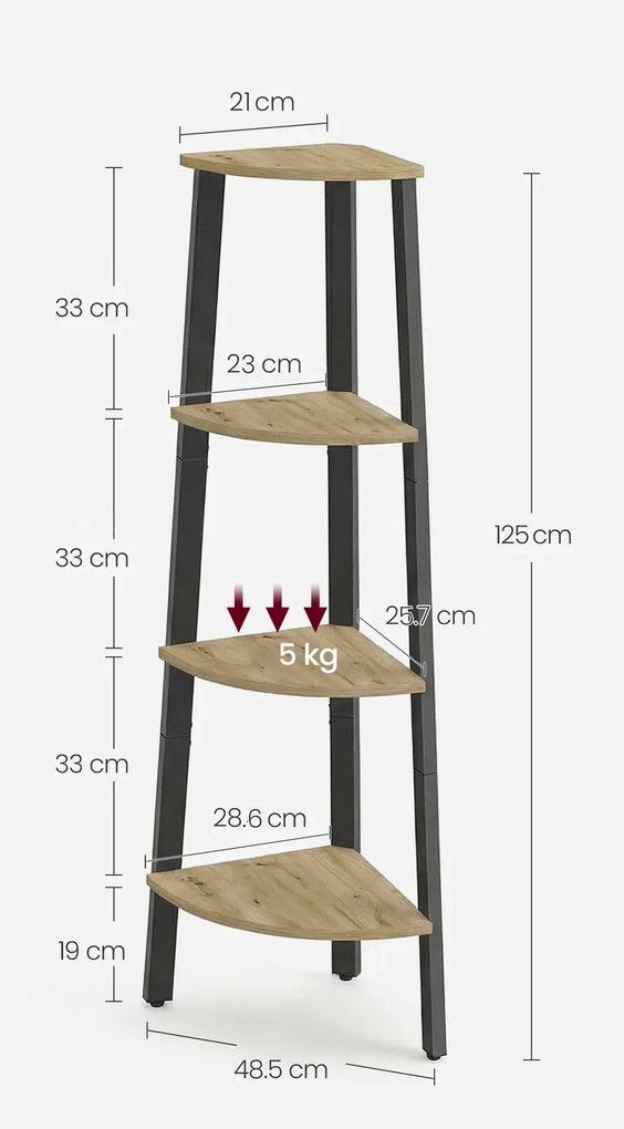 Narożny regał na książki dąb artisan - Cassine 3X