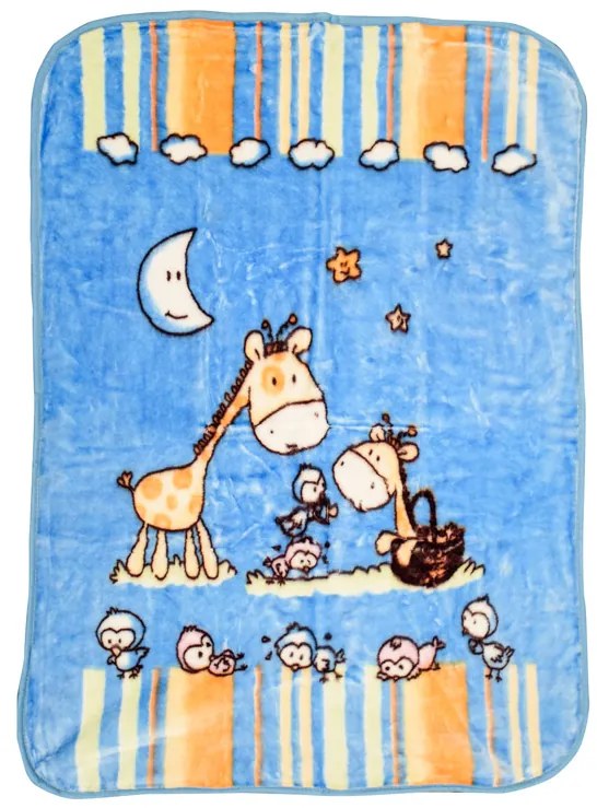 Kocyk dziecięcy ŻYRAFY , 80x110 cm niebieski