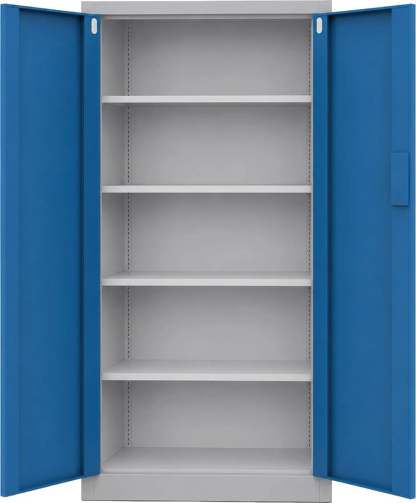 Szafa biurowa metalowa z zamkiem na szyfr szaro-niebieska, 900x1850x400 mm: DANIEL