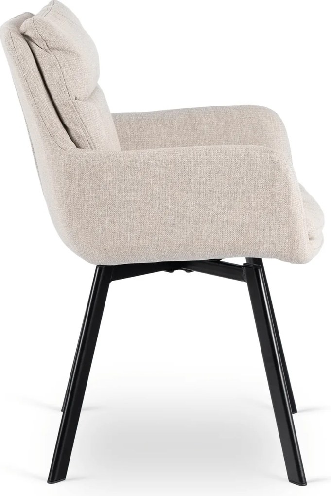 Krzesło Tapicerowane Obrotowe do Salonu CORTADO Beżowe Nowoczesne