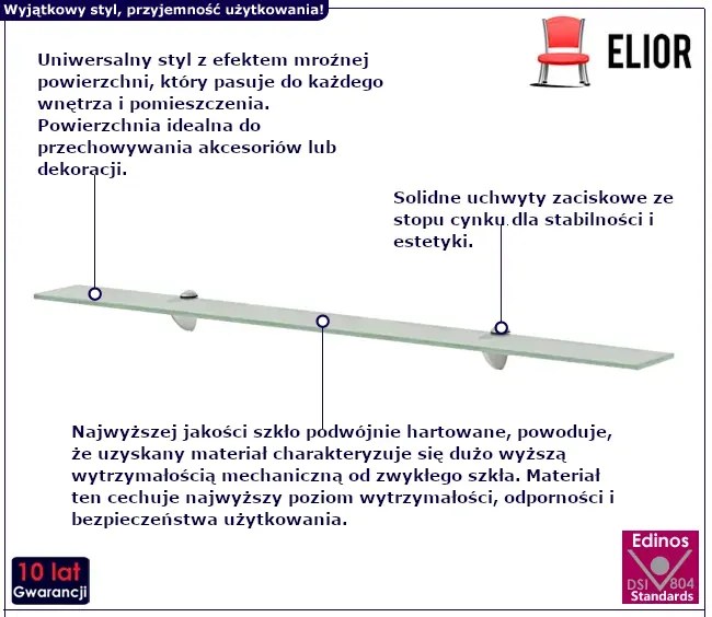Mleczna elegancka półka szklana 100x10 - Imker