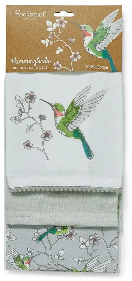 Bawełniane ścierki zestaw 3 szt. 45x65 cm Hummingbirds – Cooksmart ®