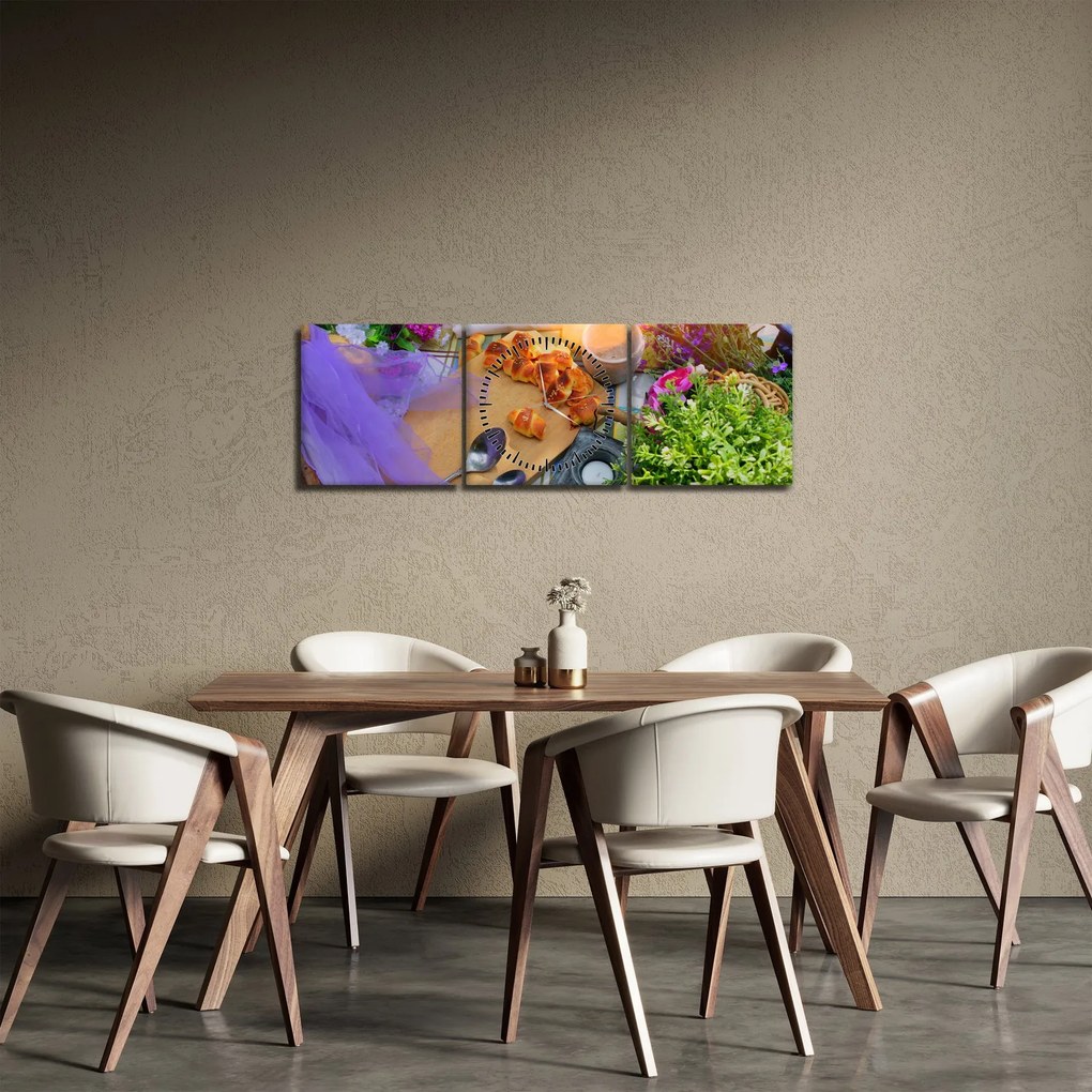 Obraz - letni piknik (z zegarem) (90x30 cm)