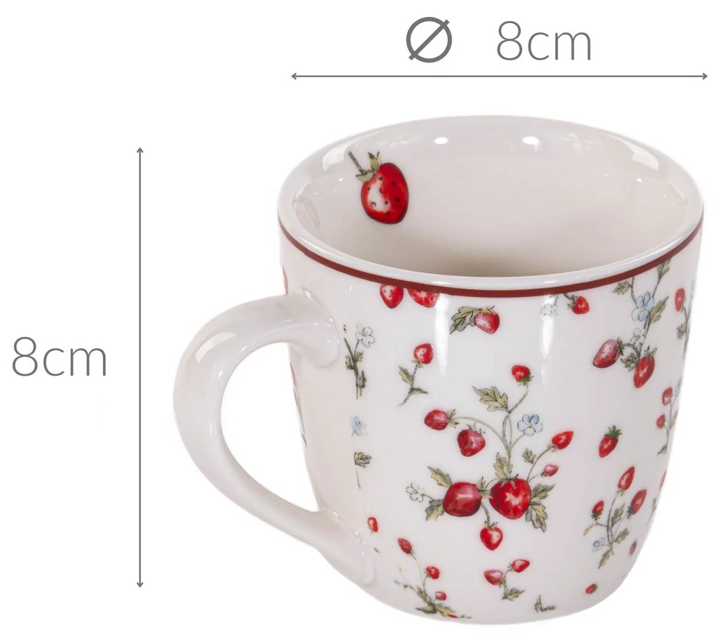 Kubek na herbatę w poziomki EMILY, 250 ml