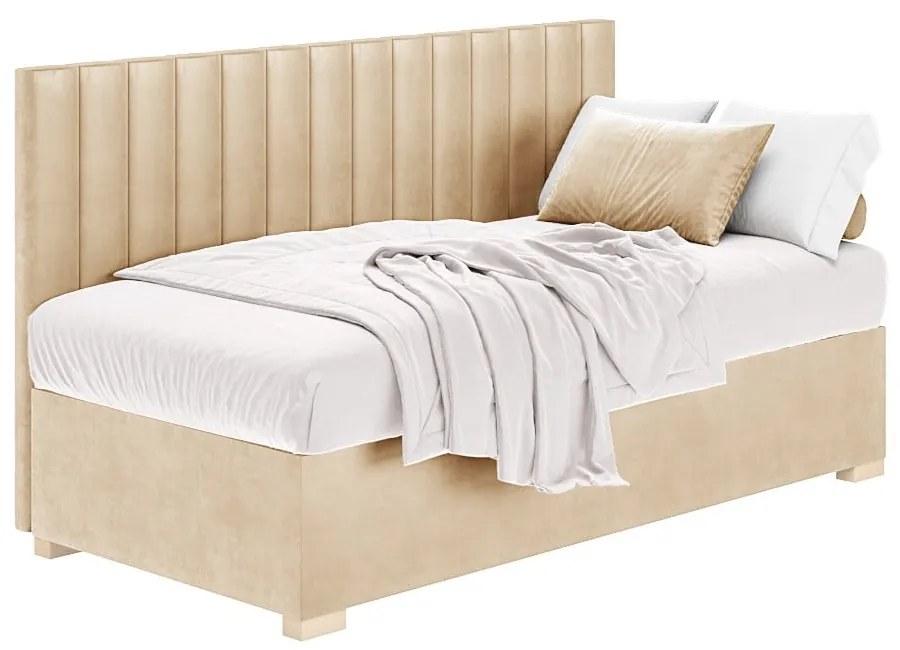 Beżowe łóżko dziecięce ze schowkiem i materacem 90x200 cm Chill – Ghado