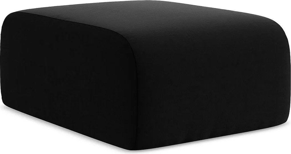 Pufa - z tkaniny welwetowej - czarny - LANI