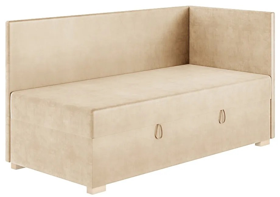 Beżowe narożne łóżko dziecięce ze schowkiem i materacem 90x200 cm Flexi – Ghado