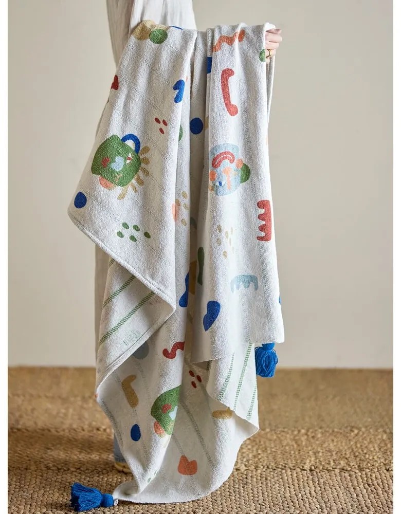 Kremowy koc dziecięcy z bawełny z recyklingu 130x160 cm Sylvie – Bloomingville Mini