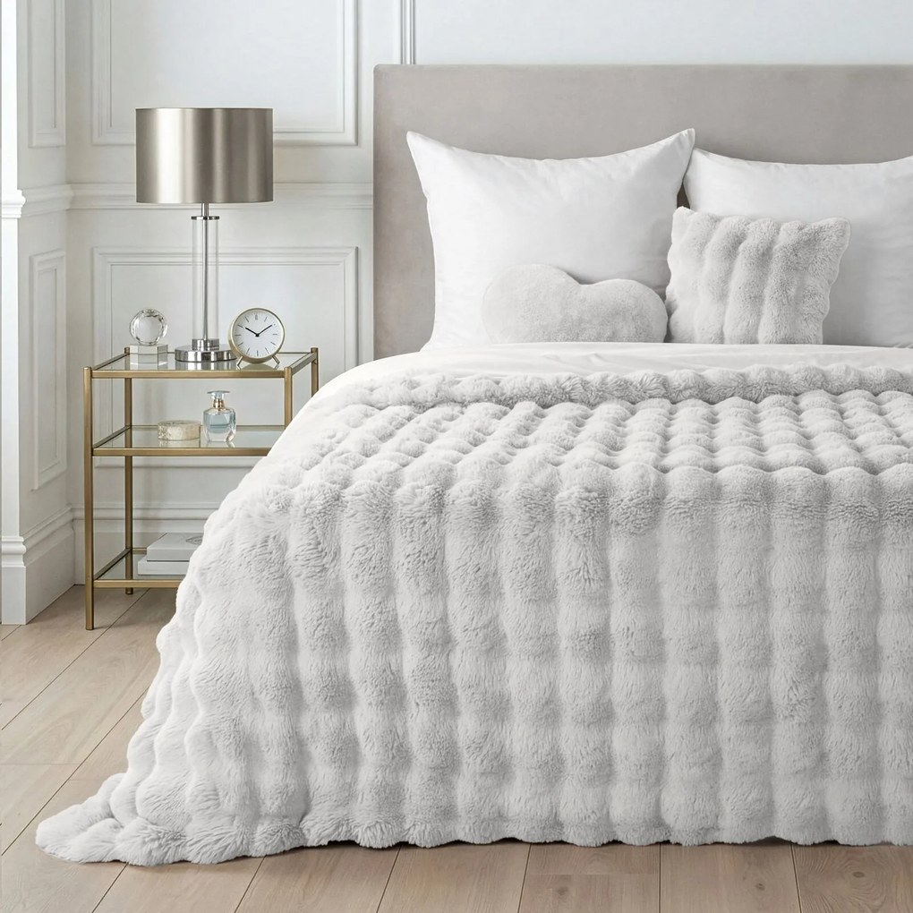 Koc futerkowy Lily 220x200 cm w kolorze białym