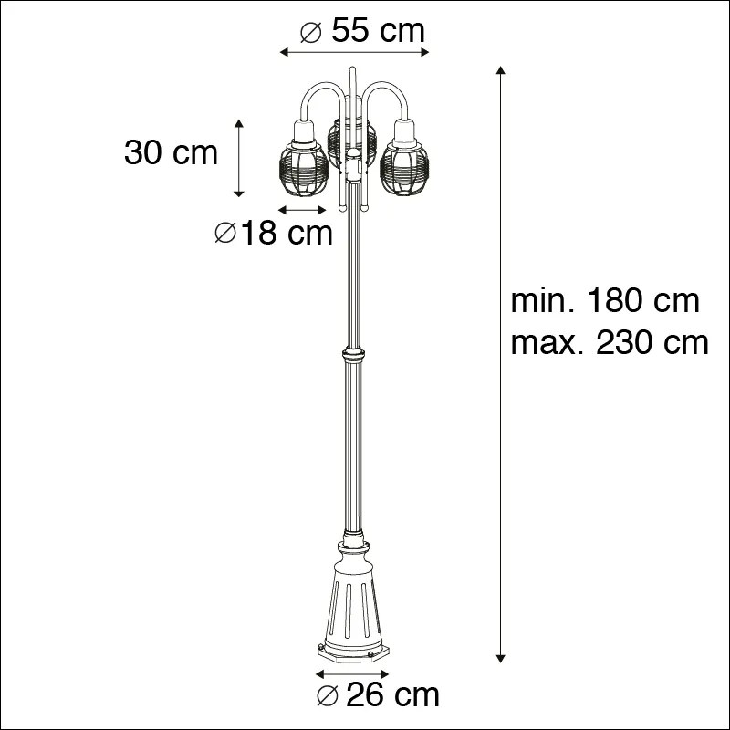 Zewnetrzna Rustykalna lampa zewnętrzna czarna 3-światłowa IP44 - Guardado Rustykalny / Vintage Oswietlenie zewnetrzne