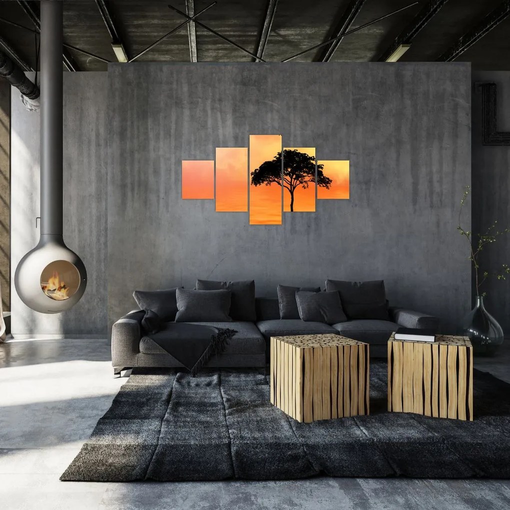 Obraz drzewa o zachodzie słońca (125x70 cm)