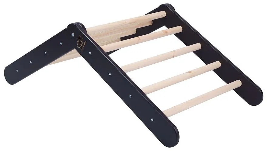 Czarna drabinka pikler z litego drewna sosnowego 46x87x60 cm Montessori – Meowbaby