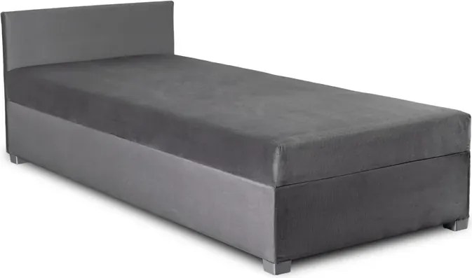 Łóżko Tapczan Młodzieżowe KARO 2 90x200 cm Pojedyncze Szare Welurowe