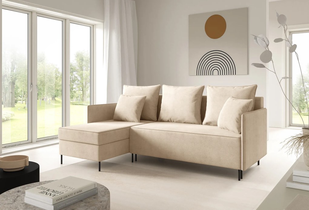 Narożnik z funkcją spania i pojemnikiem na pościel Zavo L