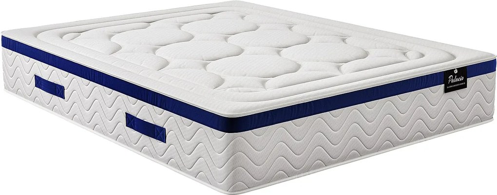 Materac hybrydowy ze sprężynami kieszeniowymi i pamięcią kształtu MARQUIS marki PALACIO – grub. 30 cm – 140 × 190 cm – kolor niebieski