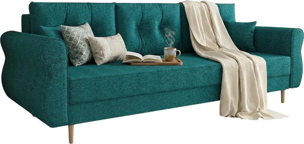 Turkusowa Kanapa Z Pojemnikiem Na Pościel A8-N71