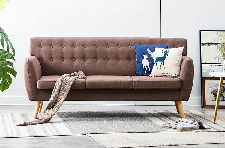 3-osobowa brązowa sofa pikowana - Lilia