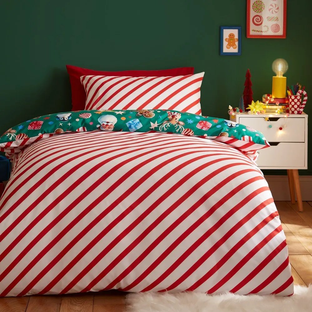 Zielona pościel jednoosobowa 135x200 cm Christmas Icons – Catherine Lansfield