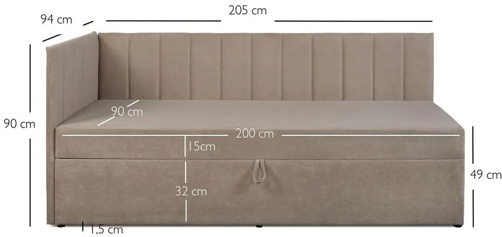 Tapicerowane narożne łóżko dla seniora F8-L26