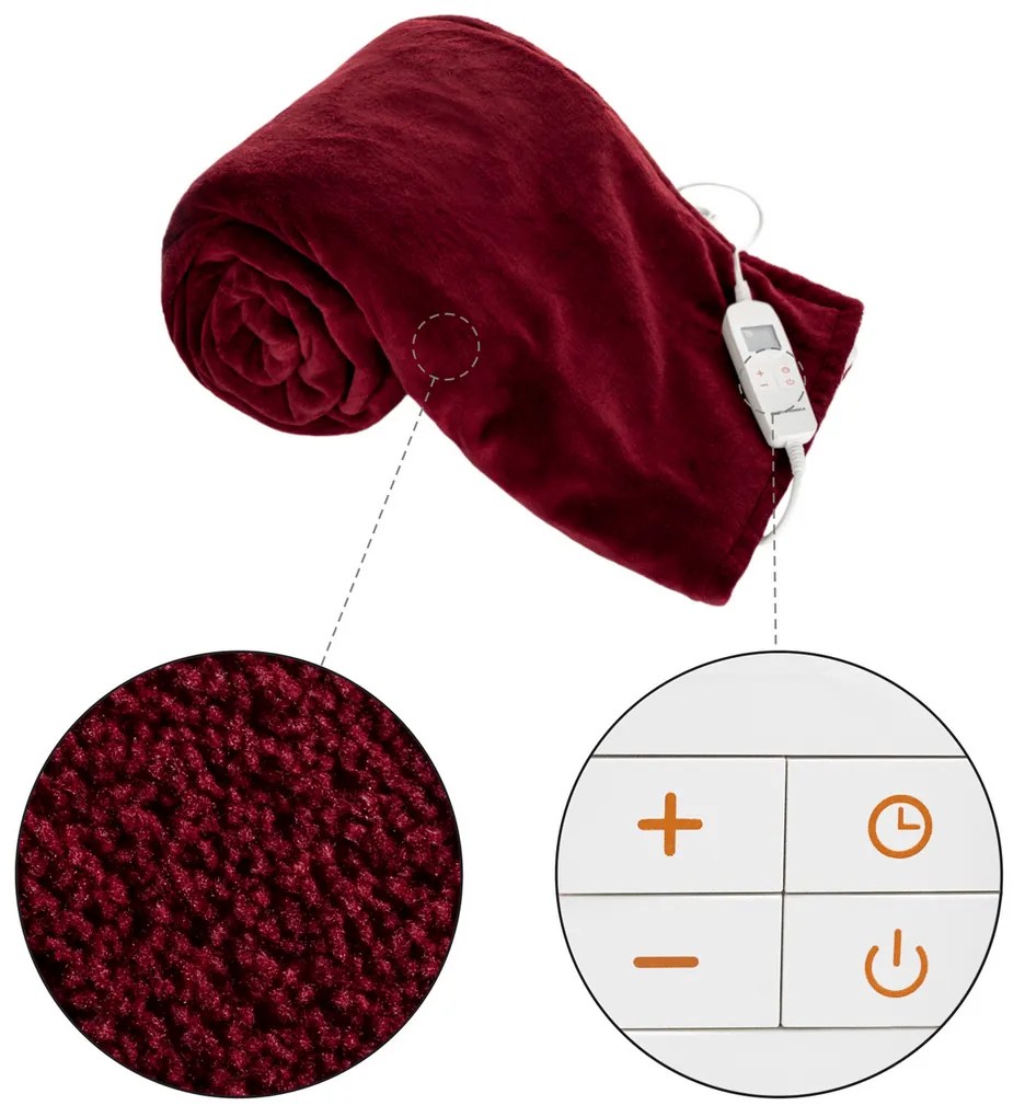 Elektryczna kołdra grzewcza MEDISA, bordowa