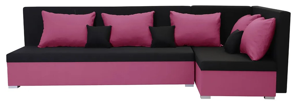 MEGA OKAZJA Narożnik kanapa z funkcją spania ARKO Czarny/Różowy