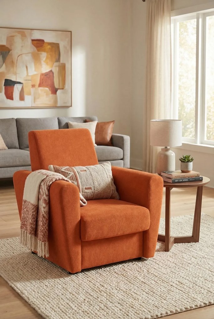 Rudy fotel skandynawski do salonu F8-S92