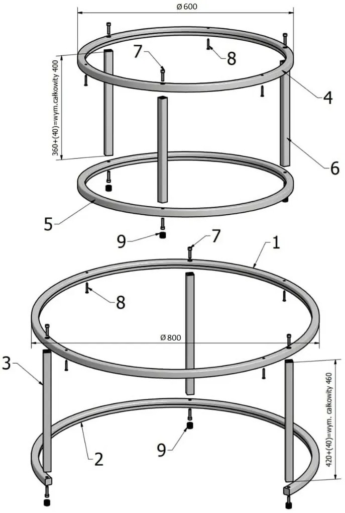 Dwuczęściowy stolik kawowy glamour + czarny S1-B74