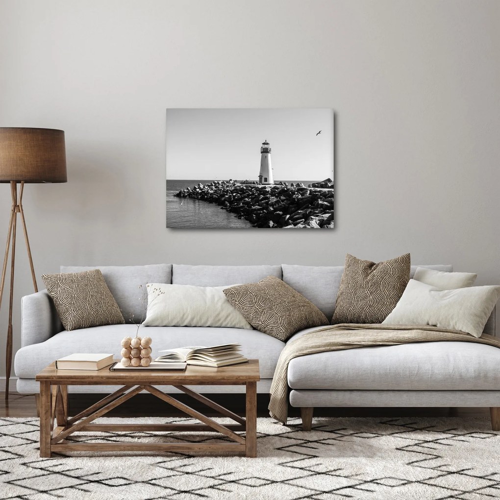 Obraz - Latarnia morska na wybrzeżu, Santa Cruz, Kalifornia (70x50 cm)