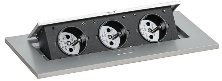 Stół konferencyjny PRIMO INVITATION, 200x100 cm, dąb naturalny + port blatowy TYP I, srebrny