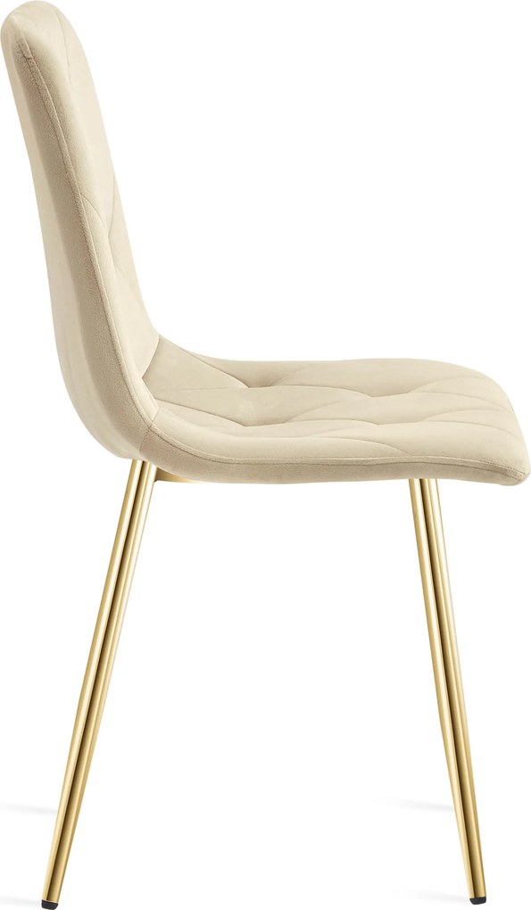 Jasnobeżowe aksamitne krzesło do jadalni LIBRA ze złotymi nogami