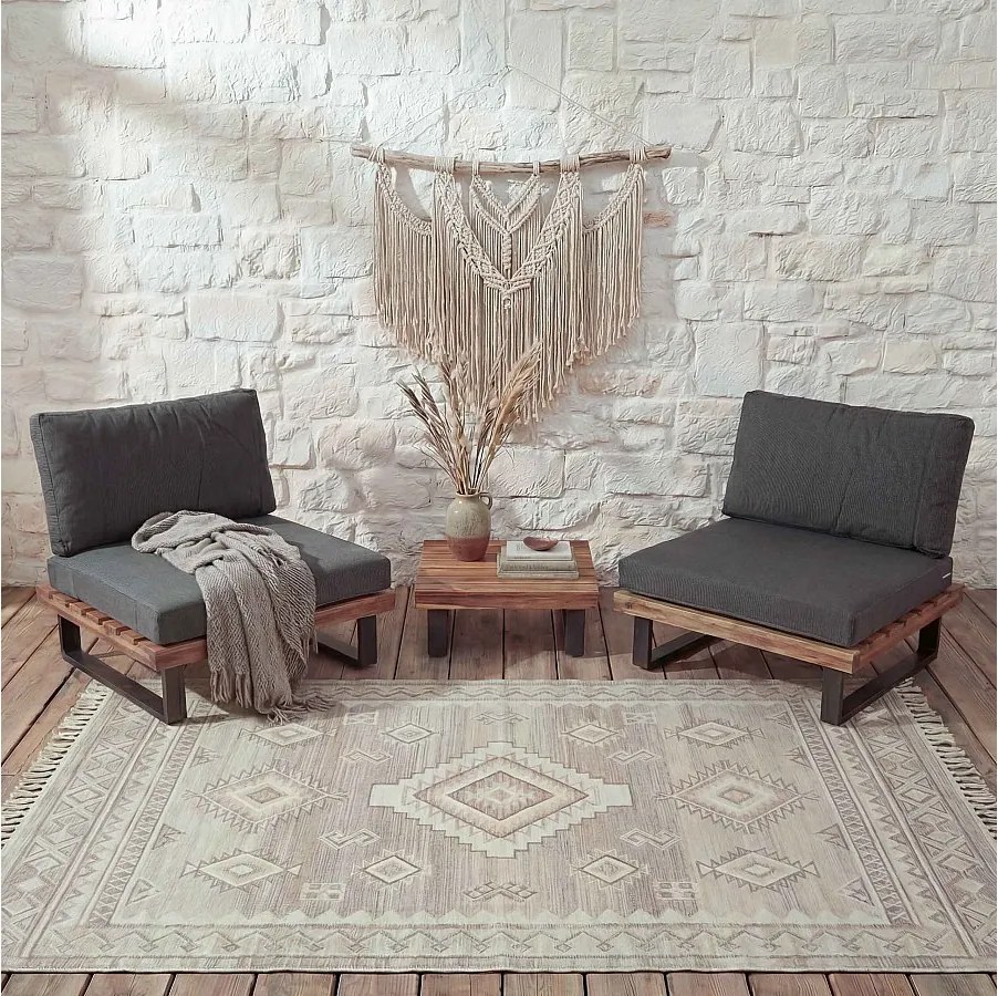 Fotel wypoczynkowy MCW-H54 (zestaw 2 szt.),  brązowe, tapicerka ciemnoszara