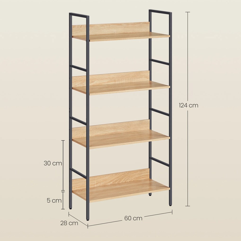Regał na książki, dokumenty 4 półki - sonoma - LLS174B11