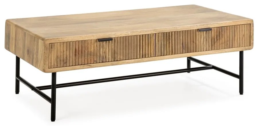 Stolik z litego drewna mango w naturalnym kolorze 60x120 cm Mundra – MOME