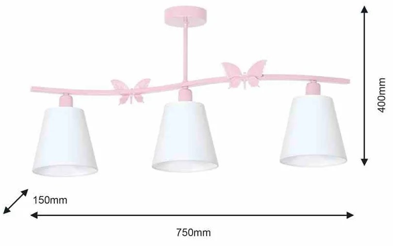 Żyrandol ALICE PINK 3xE14 na listwie