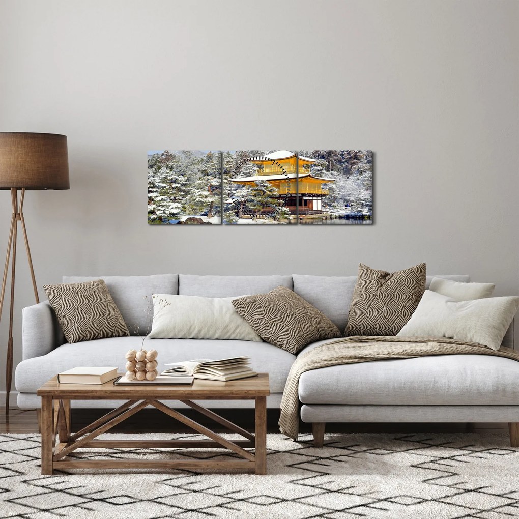 Obraz - Kinkakuji, Japonia (z zegarem) (90x30 cm)