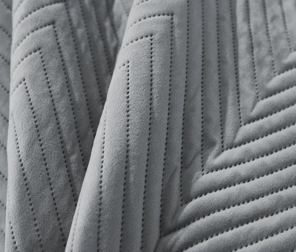 Szara aksamitna narzuta na łóżko ARROW VELVET Rozmiar: 200 x 220 cm