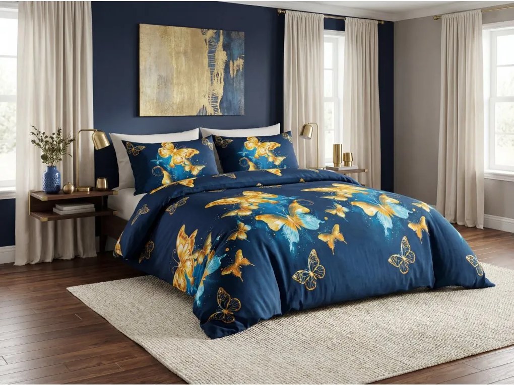 PrzytulneMieszkanie.pl PrzytulneMieszkanie.pl Pościel z mikrofibry ROYAL BUTTERFLY niebieska Rozmiar pościeli: 70 x 80 cm | 140 x 200 cm