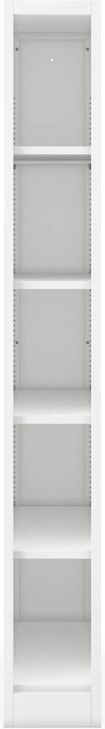 Regał metalowy wąski, archiwizacyjny na dokumenty biały: TIM 250 x 1850 x 600 mm
