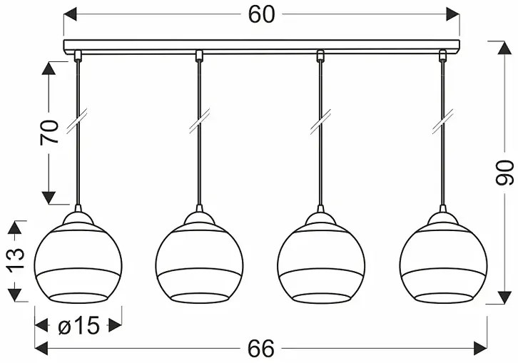 Nowoczesna lampa wisząca z czterema kloszami - D239-Gris